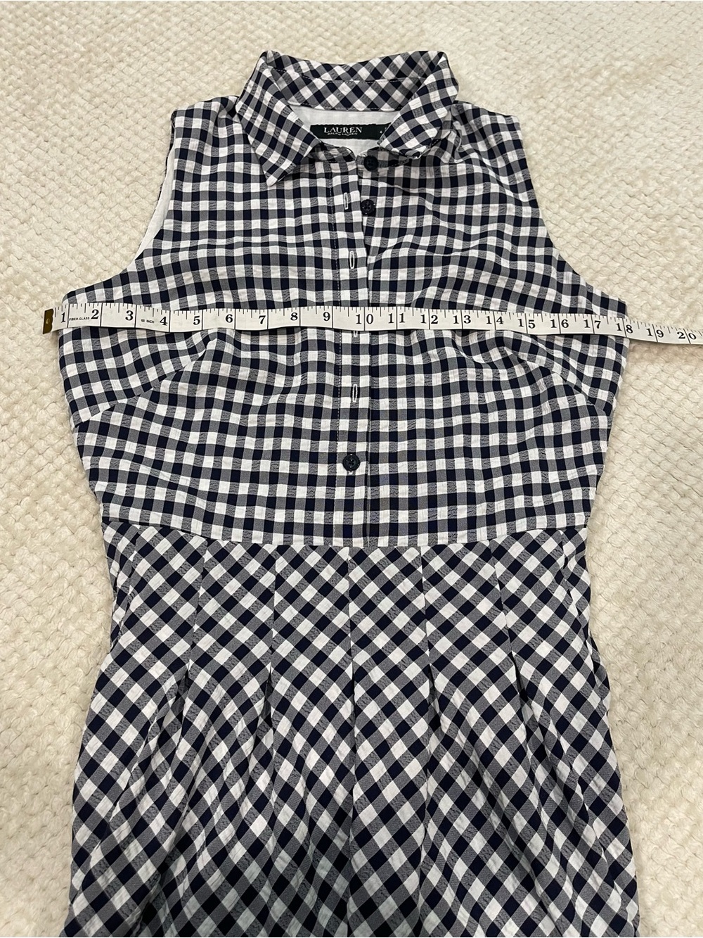 Lauren Ralph Lauren Gingham Sleeveless Shirtdress in Navy/White Size 4 - Picture 5 of 7